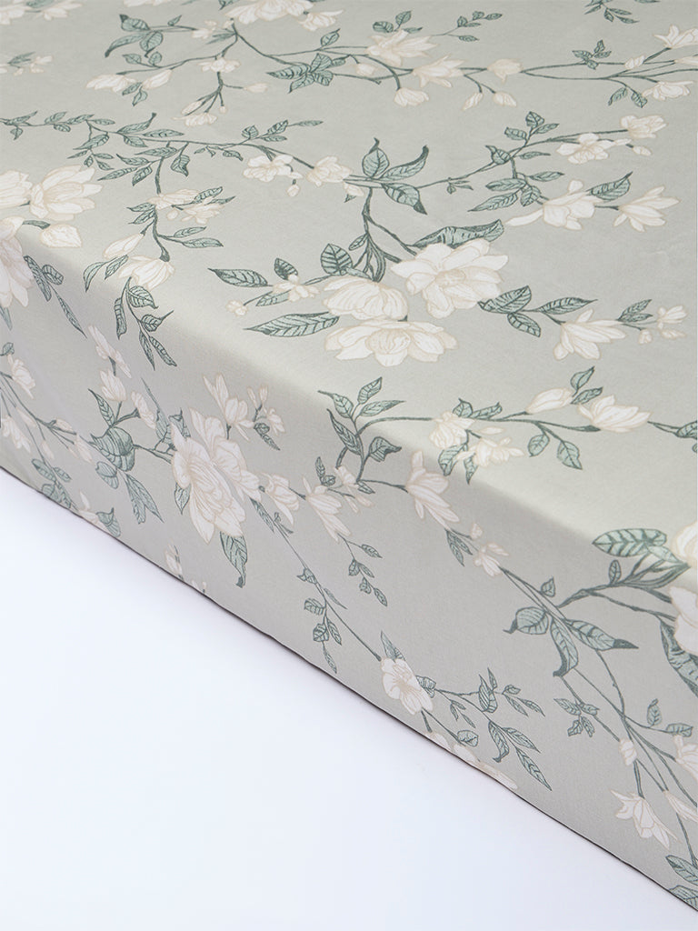 Westside Home Sage Botanical Pattern King Bed Sheet Set
