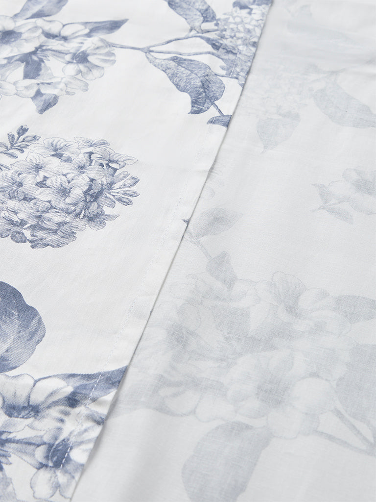 Westside Home Dusty Blue Foliage Pattern King Bed Sheet Set