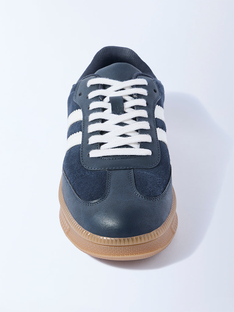 Buy SOLEPLAY Navy Striped Suede Leather Sneakers from Westside