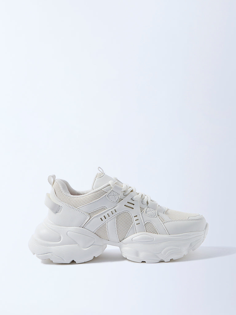 LUNA BLU White Mesh Detailed Chunky Sneakers
