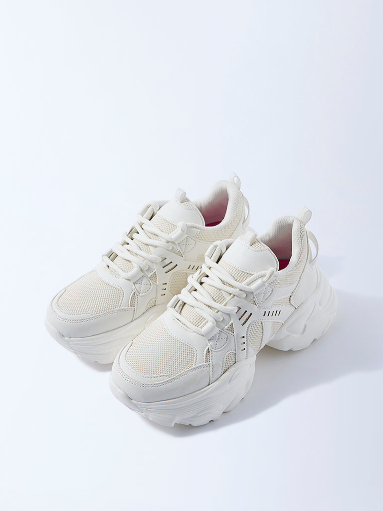 LUNA BLU White Mesh Detailed Chunky Sneakers
