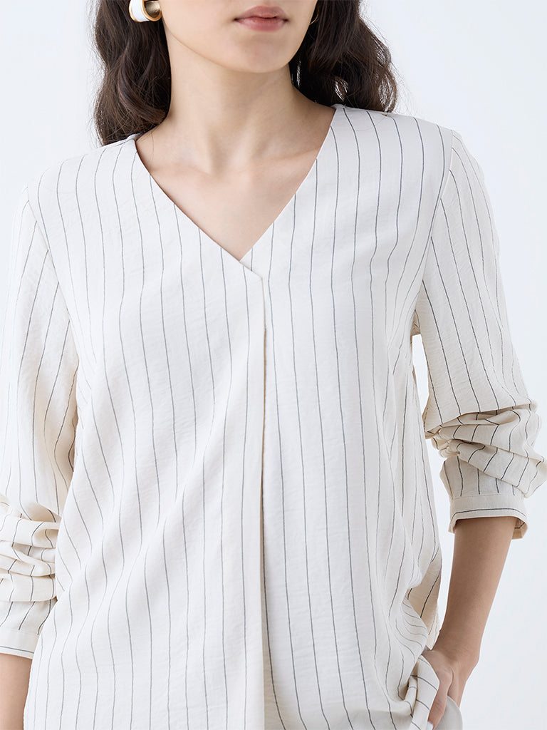 Wardrobe Off-White Striped Top