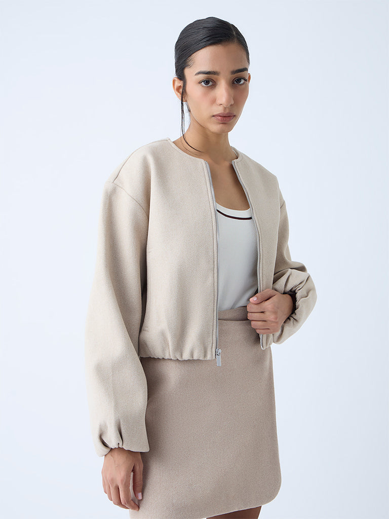 Wardrobe Beige Faux Suede Jacket