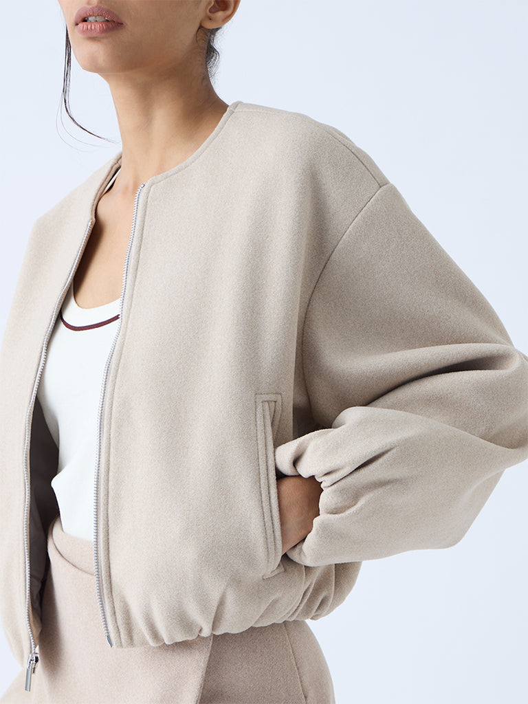 Wardrobe Beige Faux Suede Jacket