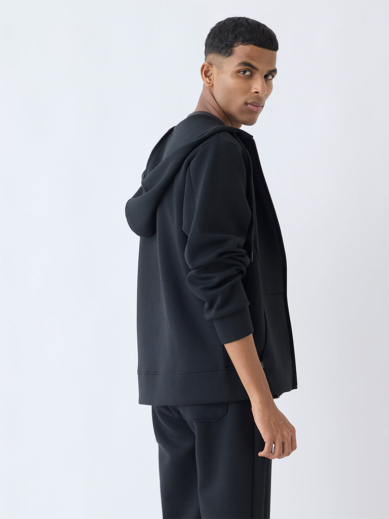 Studiofit Black Relaxed-Fit Hooded Jacket