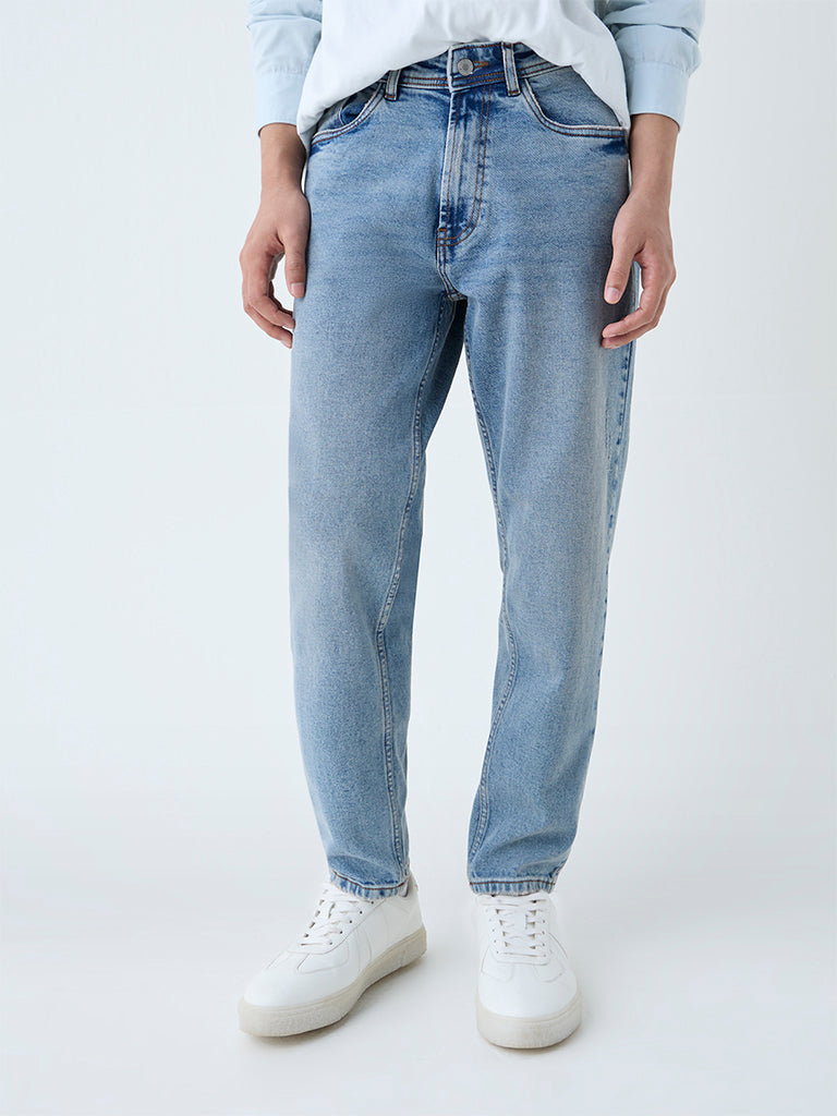 Nuon Blue Faded Slim-Fit Mid-Rise Jeans
