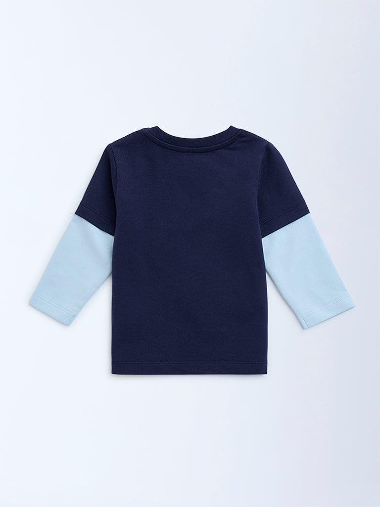 HOP Baby Navy Typographic Cotton T-Shirt