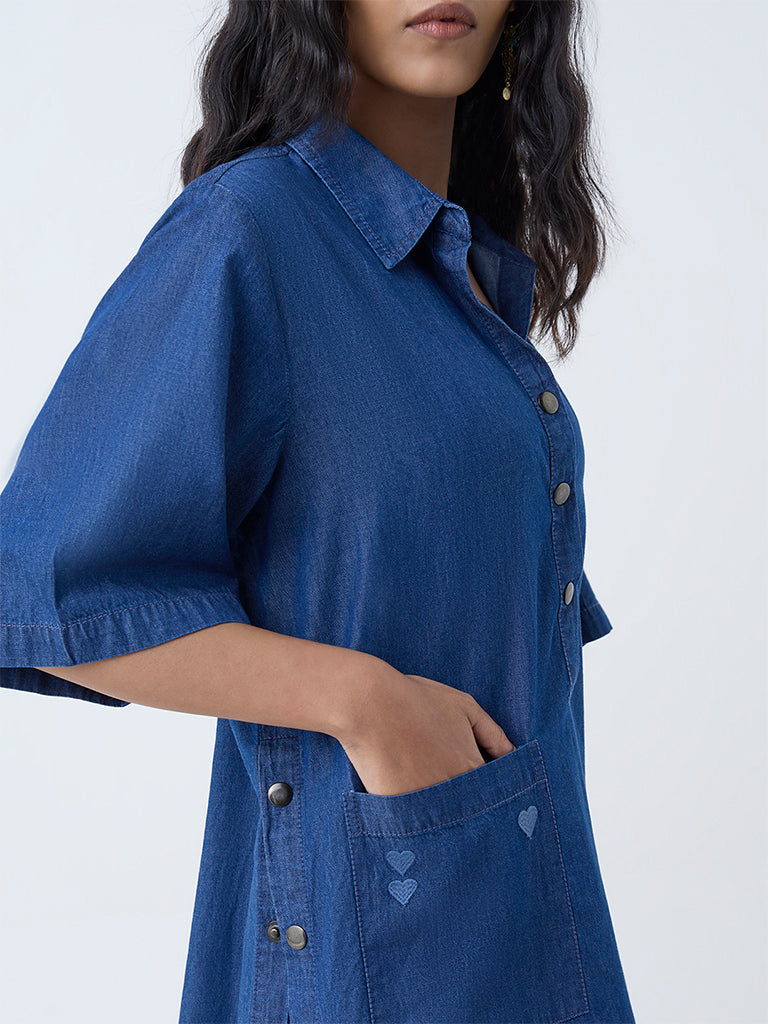 Utsa Dark Blue Denim Kurti
