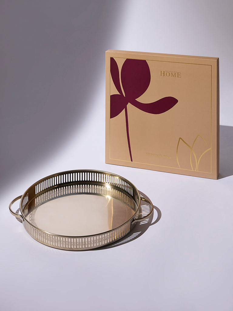 Westside Home Gold Laser Cut-Out Design Tray - Festive Season Gift