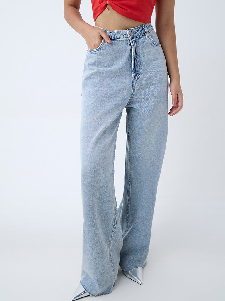 Nuon Light Blue Flared High-Rise Jeans