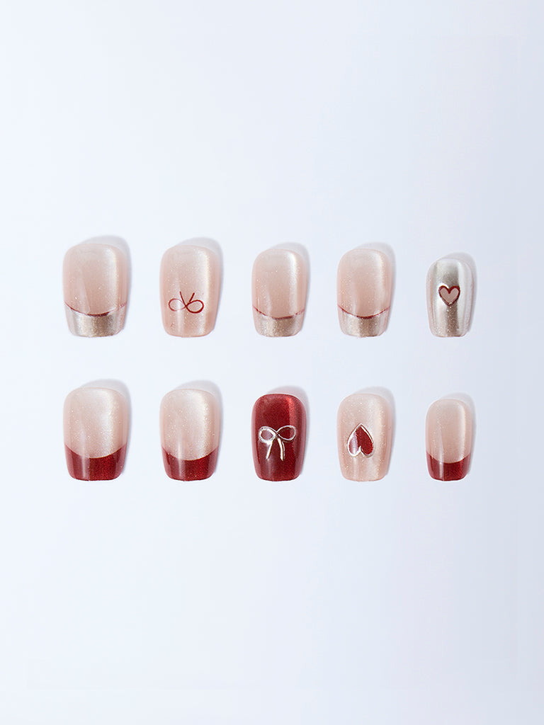 Studiowest Red Hearts and Bow Press-On Nail Set
