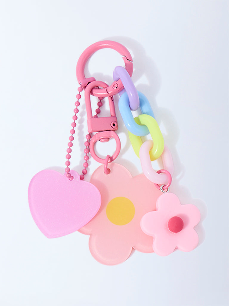 Studiowest Pink Floral and Heart Design Bag Charm