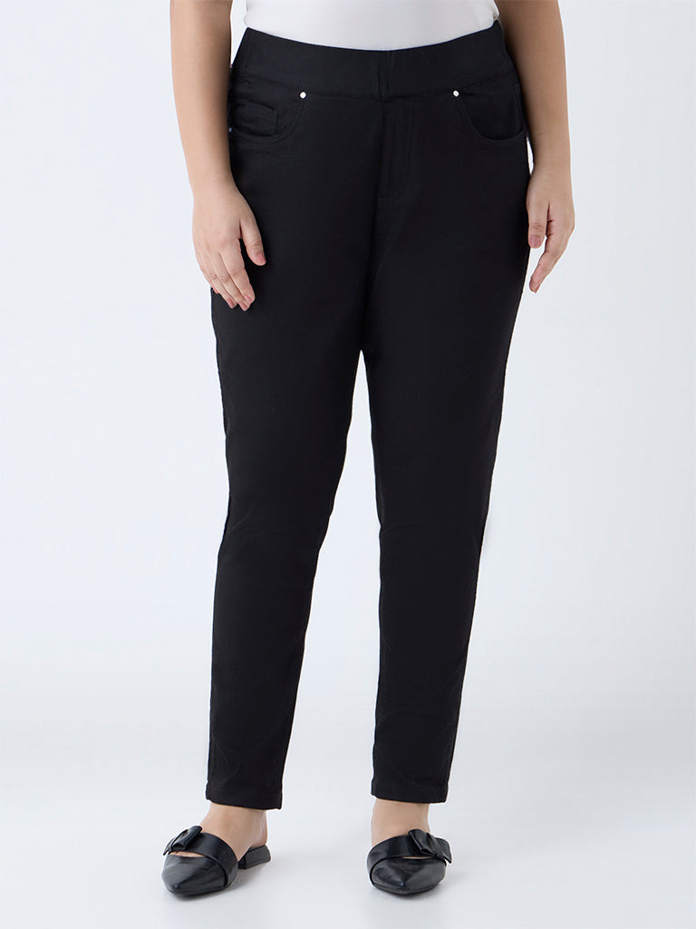 Gia Black High-Rise Cotton-Blend Jeggings