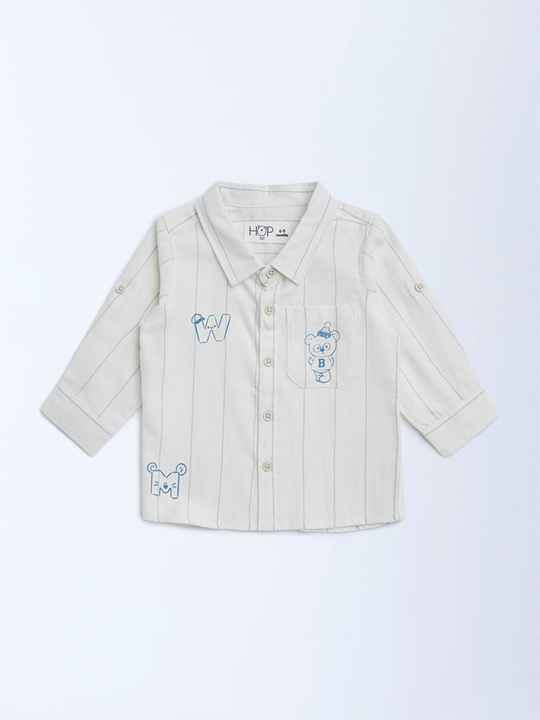Buy HOP Baby Off-White Striped Cotton Shirt from Westside