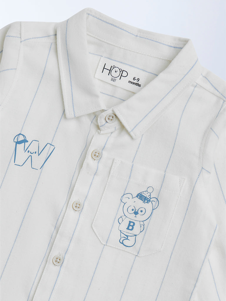 Westside HOP Baby Boys Off-White Striped Cotton Shirt for Casual Wear Zoomed View