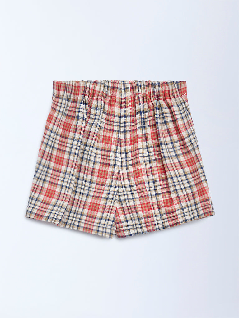HOP Girls Red Tartan Check A-Line Skorts