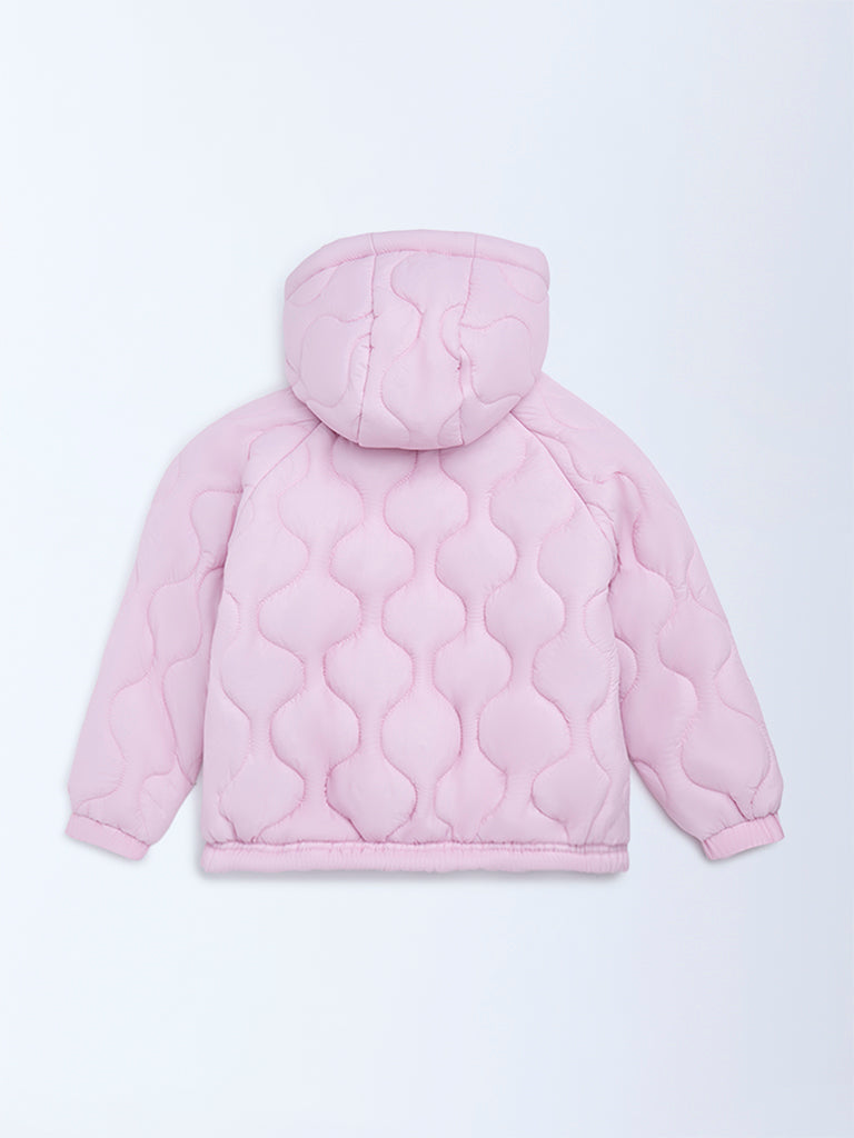 HOP Kids Dusty Pink Quilted Hooded Jacket