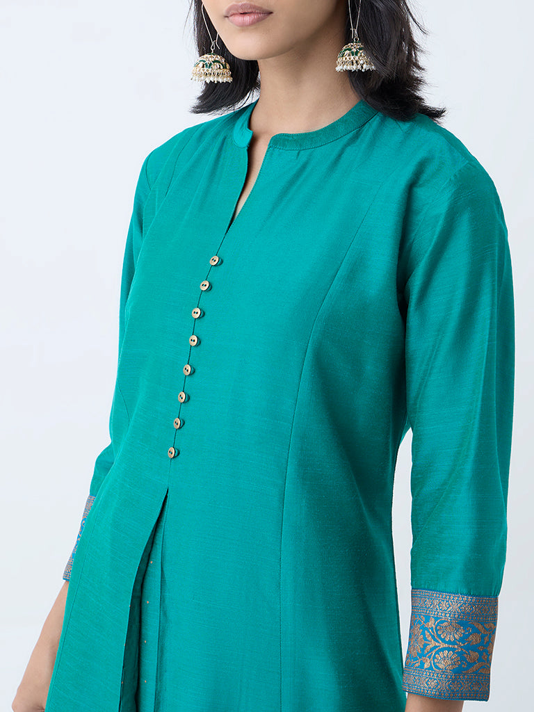 Utsa Green Solid A-Line Kurta