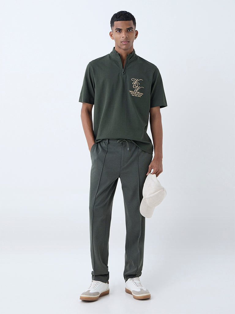 Studiofit Olive Relaxed-Fit Mid-Rise Pants