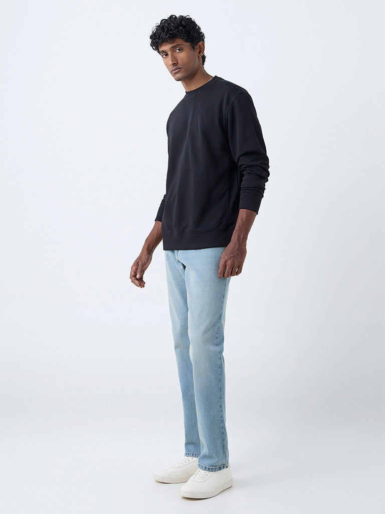 WES Casuals Black Relaxed-Fit Cotton-Blend Sweatshirt