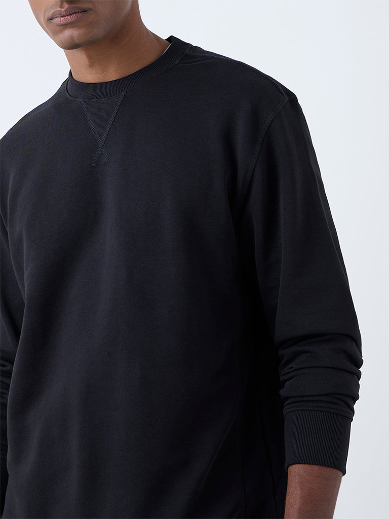WES Casuals Black Relaxed-Fit Cotton-Blend Sweatshirt