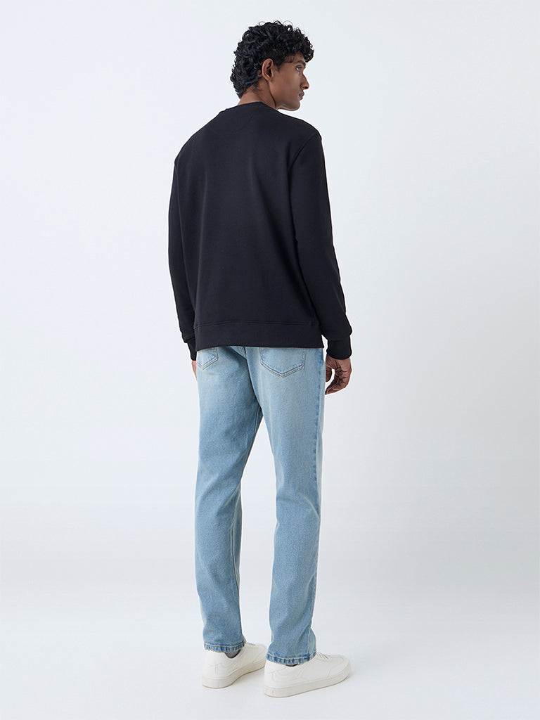 WES Casuals Black Relaxed-Fit Cotton-Blend Sweatshirt