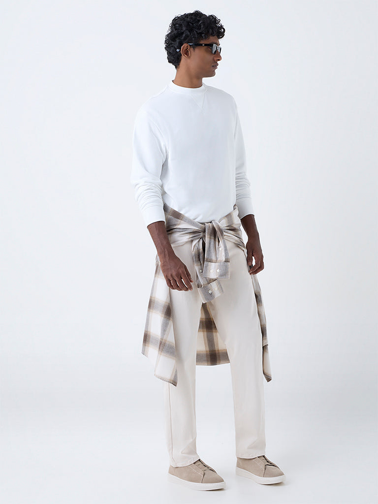 WES Casuals White Relaxed-Fit Cotton-Blend Sweatshirt