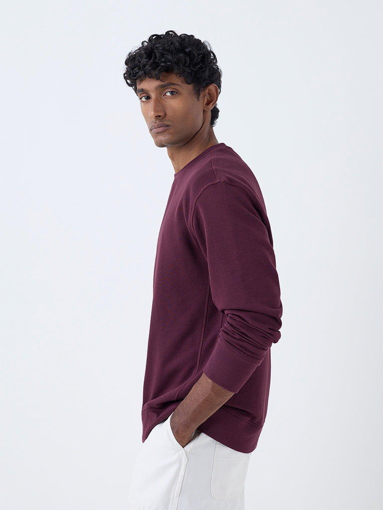 WES Casuals Wine Relaxed-Fit Cotton-Blend Sweatshirt