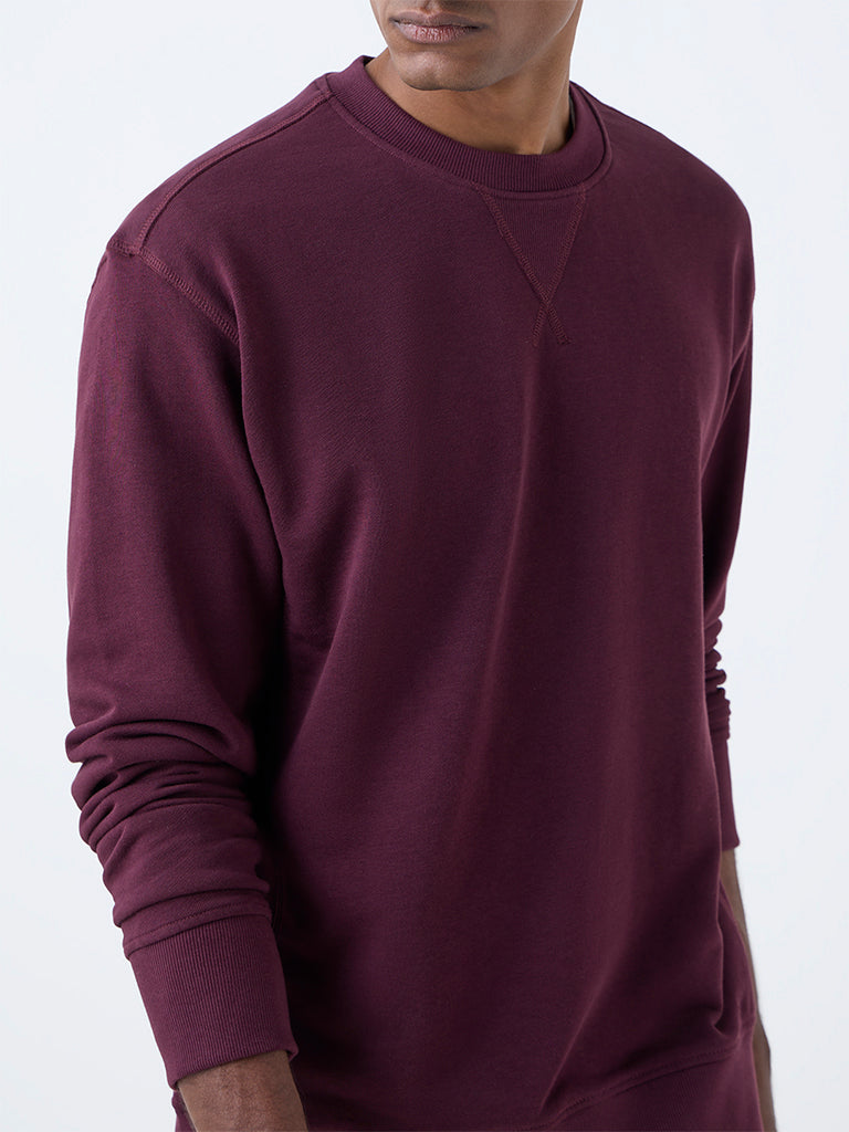 WES Casuals Wine Relaxed-Fit Cotton-Blend Sweatshirt