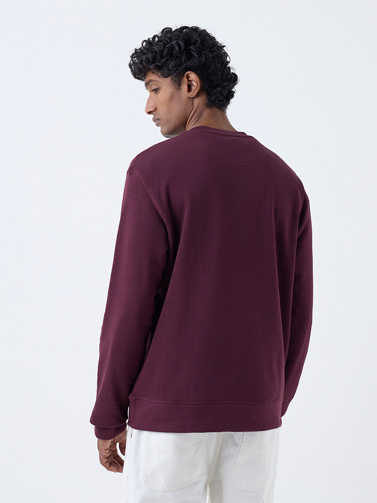WES Casuals Wine Relaxed-Fit Cotton-Blend Sweatshirt