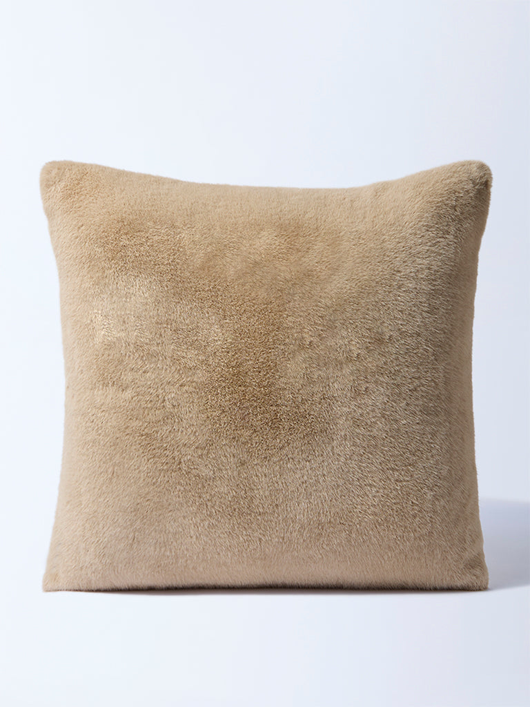 Westside Home Beige Fleece Cushion Cover