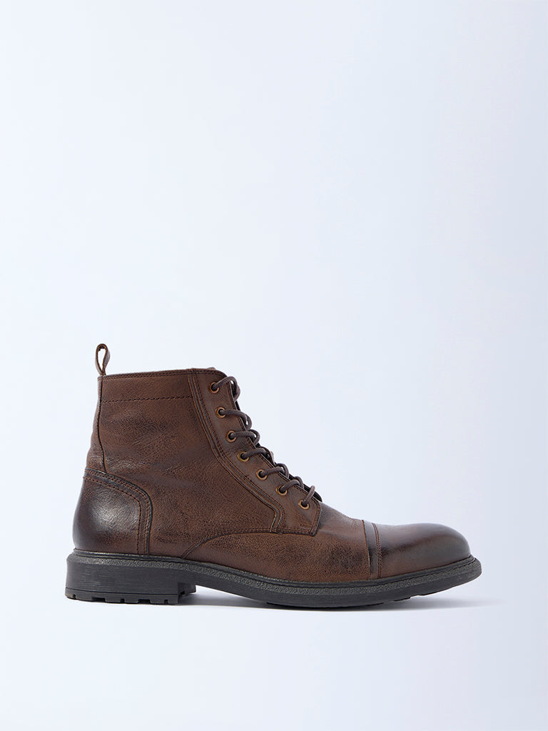 SOLEPLAY Brown Solid Maverick Leather Boots