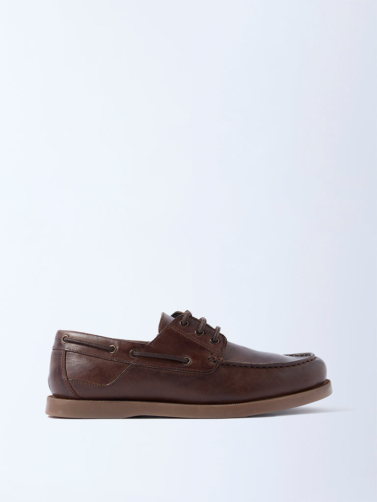 SOLEPLAY Brown Solid Dock Boat Leather Shoes