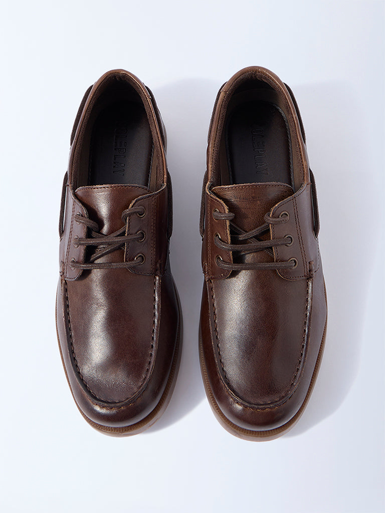 SOLEPLAY Brown Solid Dock Boat Leather Shoes