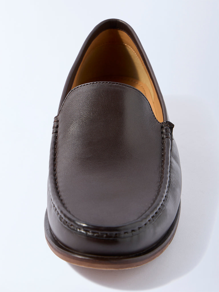 SOLEPLAY Brown Solid Leather Loafers
