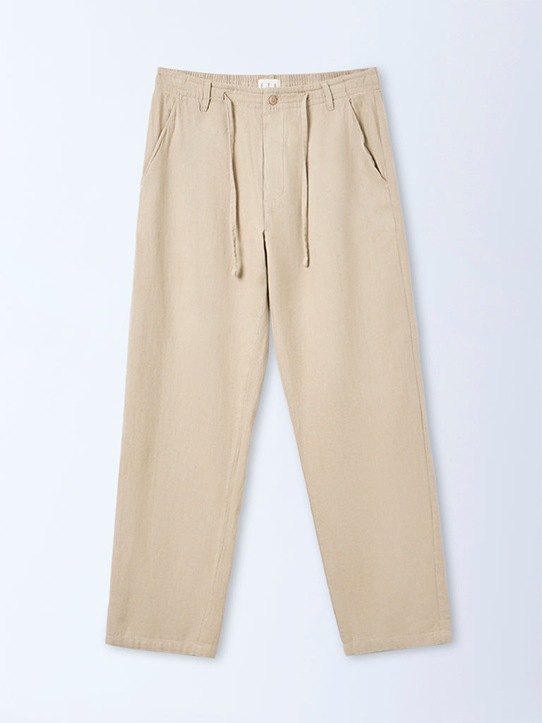 ETA Taupe Mid-Rise Relaxed-Fit Cotton-Blend Chinos