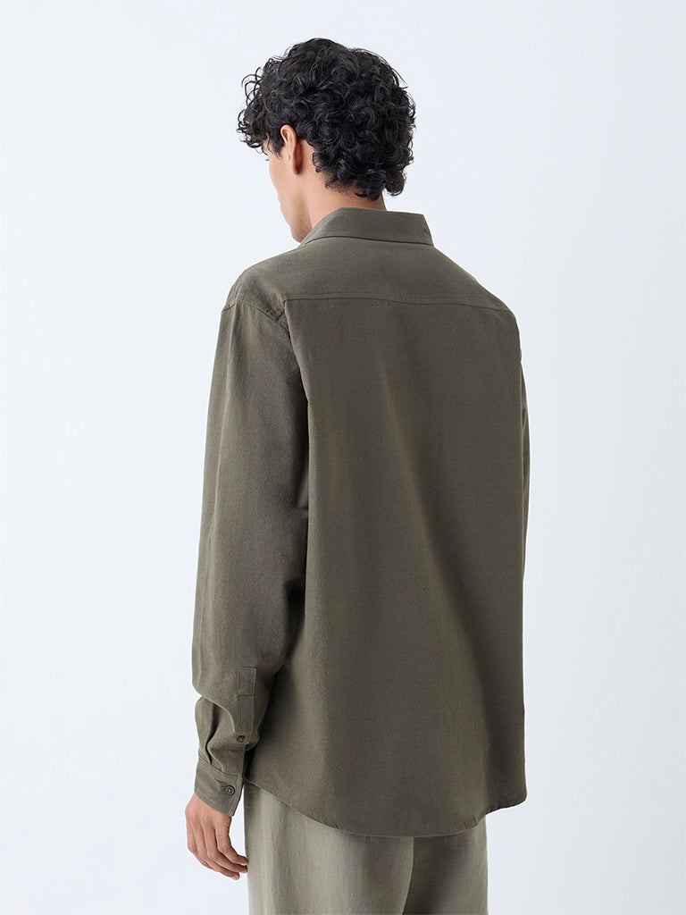 ETA Olive Relaxed-Fit Cotton Shirt