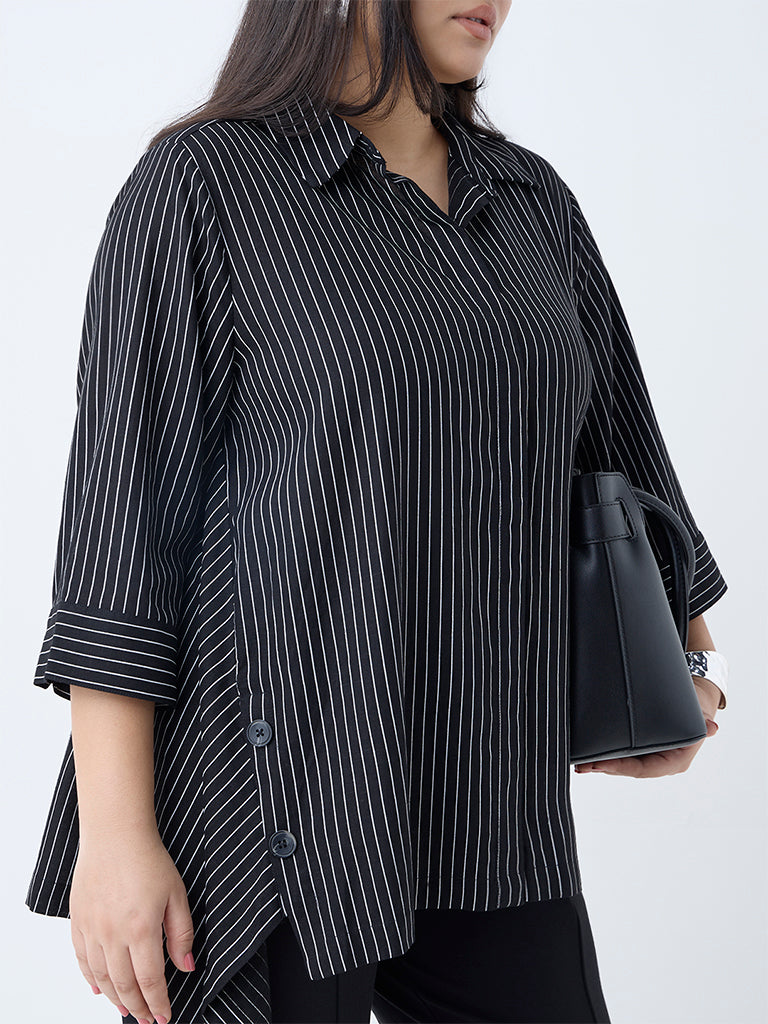 Gia Black Striped Blouse