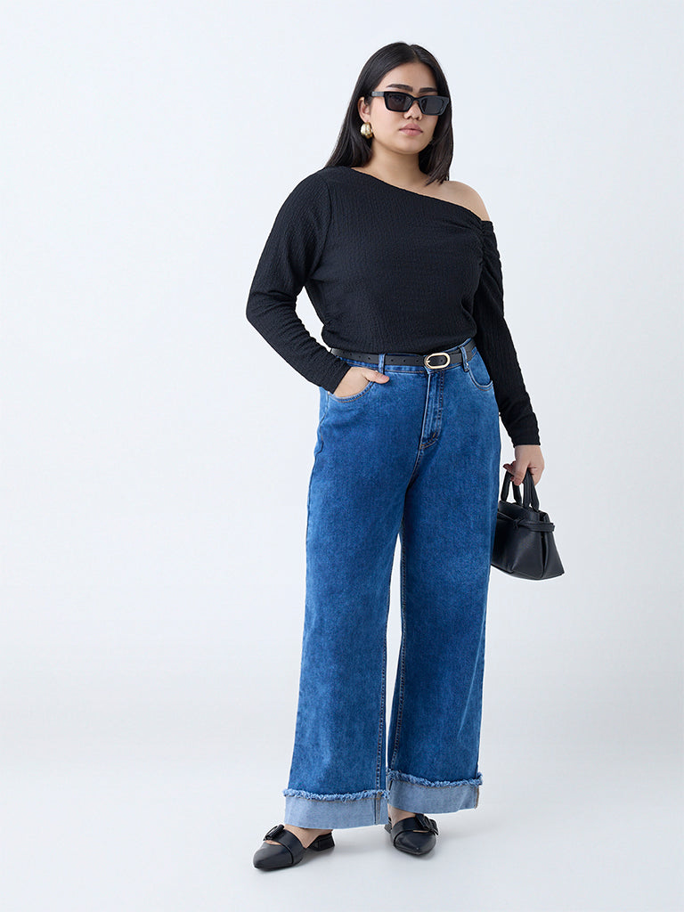 Gia Blue Faded Relaxed-Fit High-Rise Jeans
