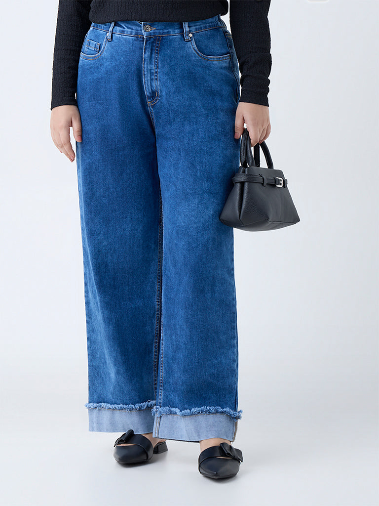 Gia Blue Faded Relaxed-Fit High-Rise Jeans