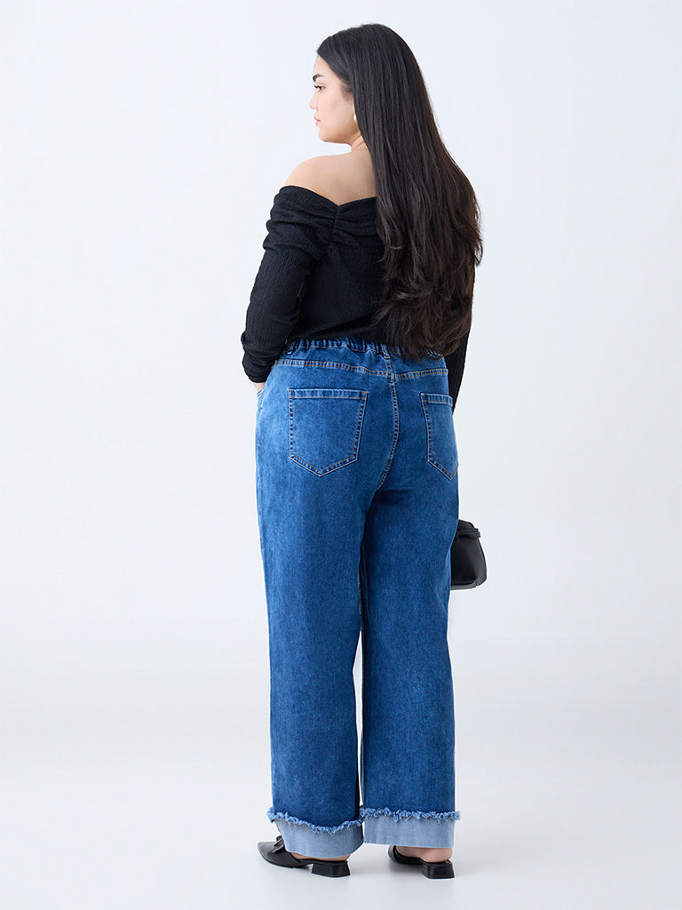 Gia Blue Faded Relaxed-Fit High-Rise Jeans