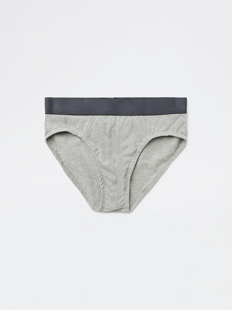 WES Lounge Navy Solid Cotton-Blend Briefs - Pack of 3