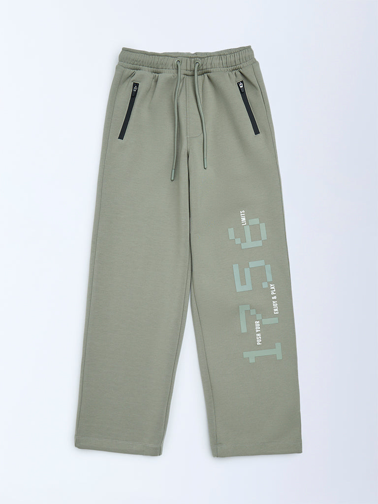 Boys Sage Printed Mid-Rise Pants