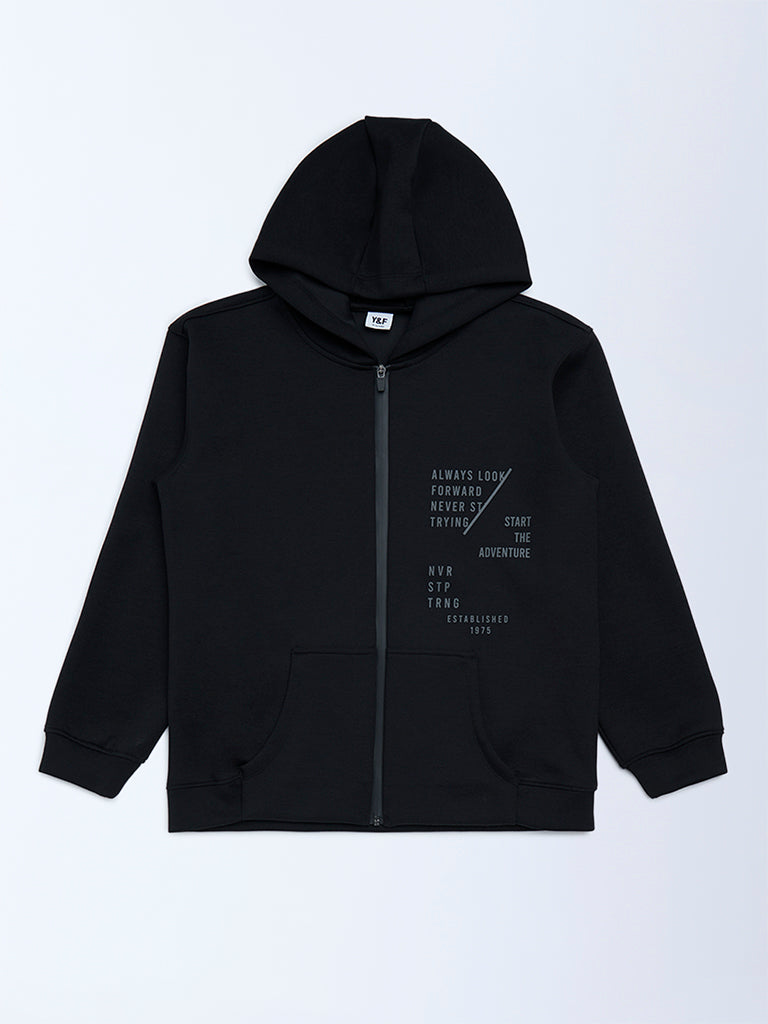 Boys Black Typographic Jacket