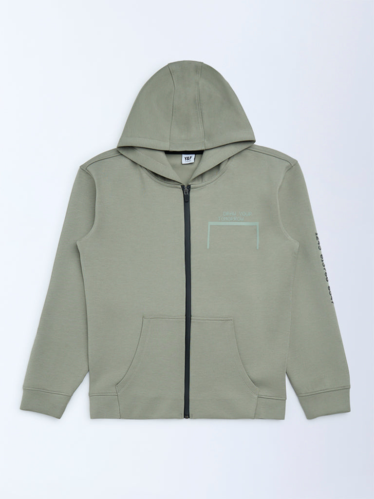 Boys Sage Printed Hooded Jacket