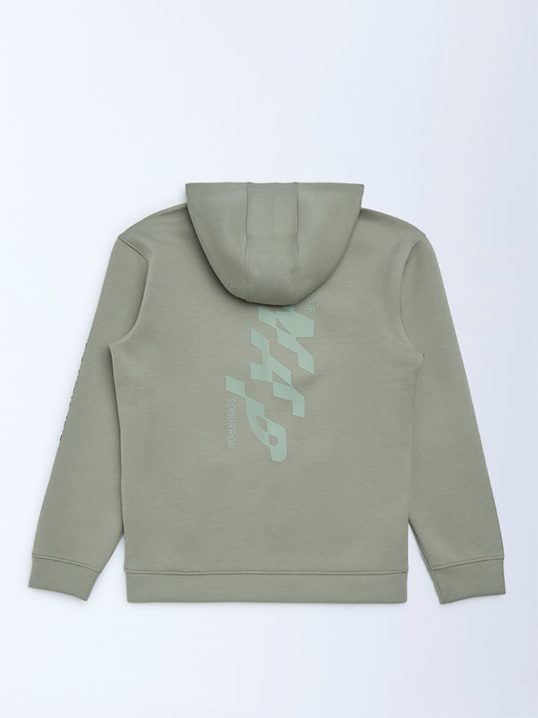 Boys Sage Printed Hooded Jacket