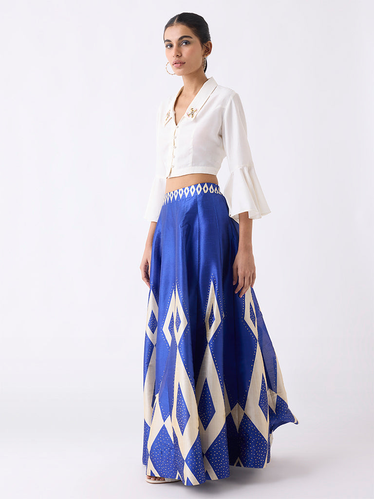 Vark Off-White Embellished Ethnic Shirt