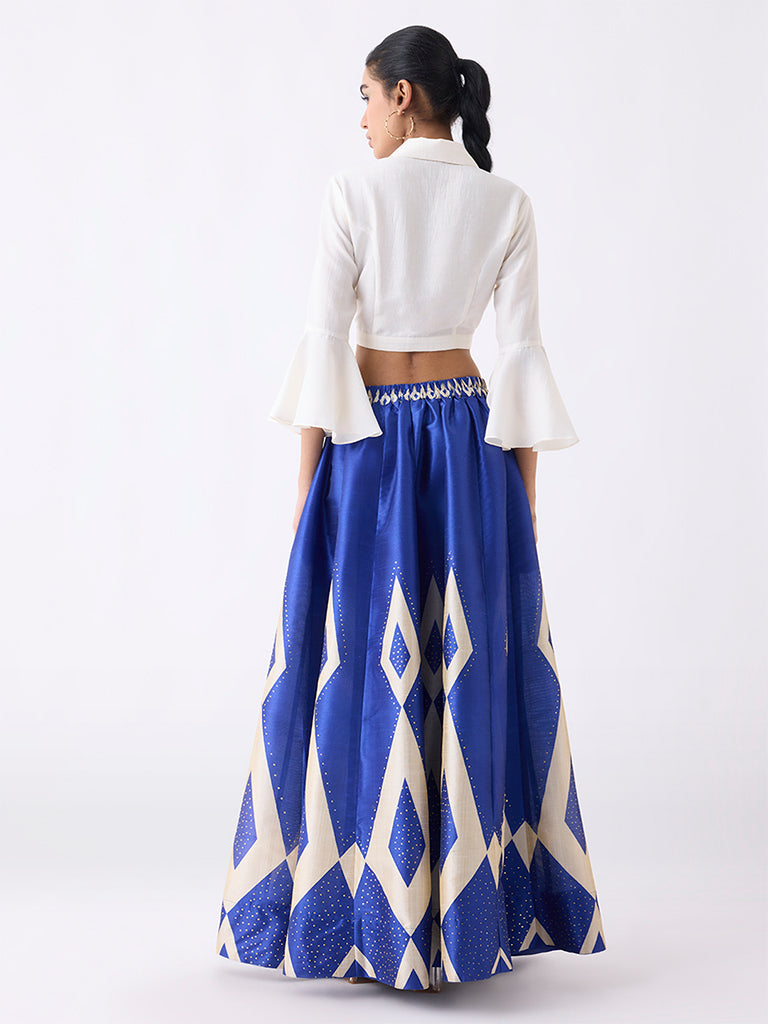 Vark Off-White Embellished Ethnic Shirt