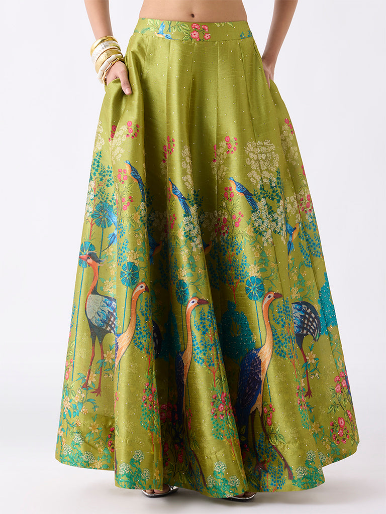 Vark Lime Nature-Inspired Maxi Skirt