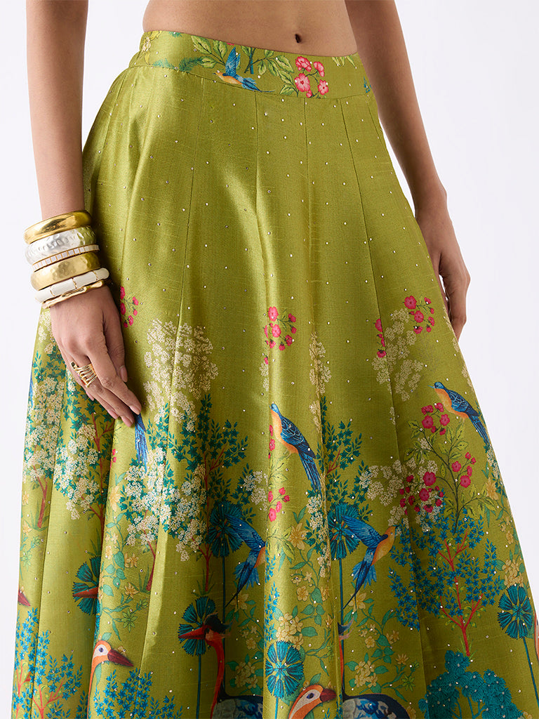 Vark Lime Nature-Inspired Maxi Skirt